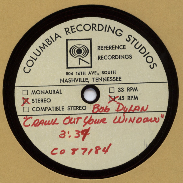 "Crawl Out Your Window" stereo acetate