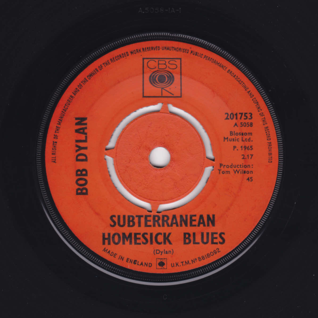 Subterranean Homesick Blues - UK single